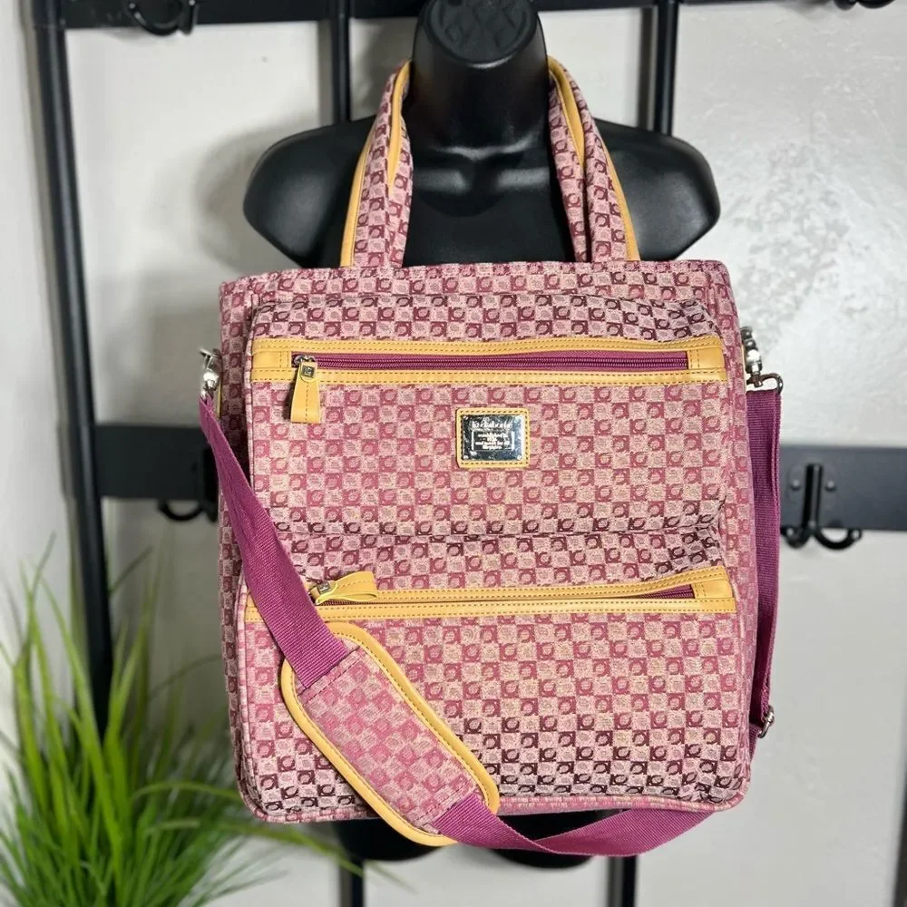 Liz Claiborne Randa luggage carry-on bag tote purple tan